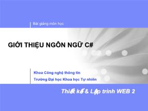 Bài giảng Giới thiệu ngôn ngữ C#