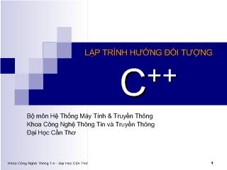 Bài giảng Lập trình hướng đối tượng C++