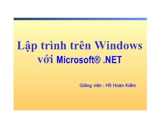 Bài giảng Lập trình trên Windows với Microsoft .NET