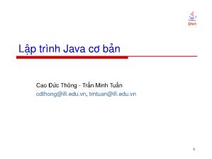 Bài giảng Lập trình Java cơ bản