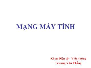Bài giảng Mạng máy tính - Khoa điện tử viễn thông