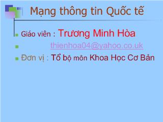 Bài giảng Mạng thông tin Quốc tế