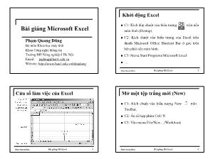 Bài giảng Microsoft Excel