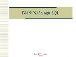 Bài giảng Ngôn ngữ SQL