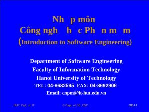 Bài giảng Nhập môn Công nghệ học phần mềm