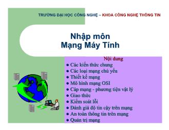 Bài giảng Nhập môn mạng máy tính