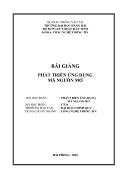 Bài giảng Phát triển ứng dụng mã nguồn mở