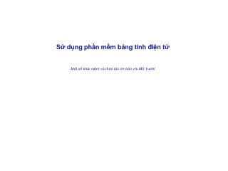 Bài giảng Sử dụng phần mềm bảng tính điện tử
