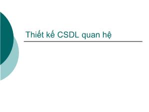 Bài giảng về Thiết kế cơ sở dữ liệu quan hệ