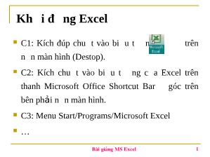 Bài giảng MS Excel