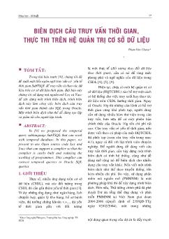 Biên dịch câu truy vấn thời gian, thực thi trên hệ quản trị cơ sở dữ liệu
