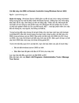 Cài đặt máy chủ DNS và Domain Controller trong Windows Server 2003
