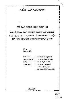 Đề tài Cơ sở khoa học, định hướng và giải pháp xây dựng thư viện điện tử trong điều kiện tin học hóa các hoạt động của kiểm toán nhà nước