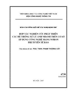 Đề tài Hợp tác nghiên cứu phát triển các hệ thống xử lý ảnh nhanh trên cơ sở áp dụng công nghệ mạng nơron phi tuyến tế bào