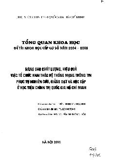 Đề tài Nâng cao chất lượng, hiệu quả việc tổ chức khai thác hệ thống mạng thông tin phục vụ nghiên cứu, giảng dạy và học tập ở Học viện chính trị quốc gia thành phố Hồ Chí Minh