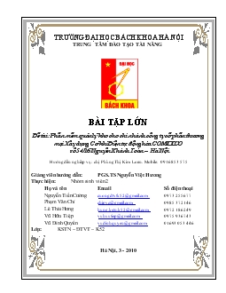 Đề tài Phần mềm quản lý kho cho chi nhánh công ty cổ phần thương mại Xây dựng Cơ khí Điện tự động hóa COMEECO số 54/16 Nguyến Khánh Toàn – Hà Nội