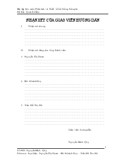 Đề tài Phân tích thiết kế hệ thống thông tin Quản lý điểm