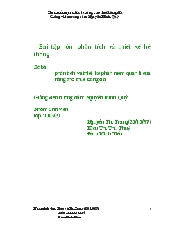Đề tài Phân tích và thiết kế phần mềm quản lí cửa hàng cho thuê băng đĩa