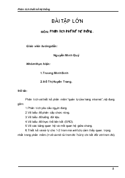 Đề tài Phân tích và thiết kế phần mềm quản lý cửa hàng internet