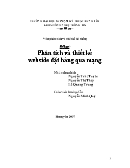 Đề tài Phân tích và thiết kế webside đặt hàng qua mạng