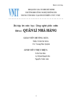 Đề tài Quản lí nhà hàng