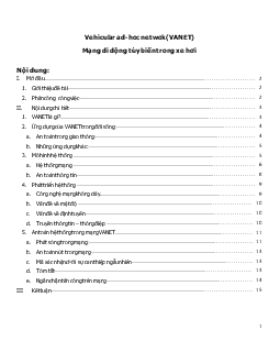 Đề tài Vehicular ad-hoc netwok (VANET) Mạng di dộng tùy biến trong xe hơi