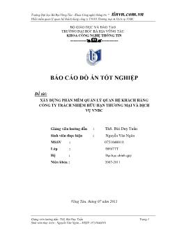 Đề tài Xây dựng phần mềm quản lý quan hệ khách hàng công ty trách nhiệm hữu hạn thương mại và dịch vụ VNBC