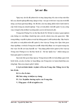 Đề tài Xây dựng phần mềm quản lý thư viện tại Trung tâm Thông tin và Dự báo Kinh tế - Xã hội Quốc Gia