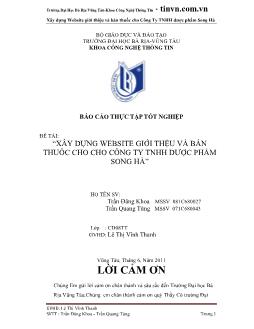 Đề tài Xây dựng website giới thệu và bán thuốc cho cho công ty TNHH dược phẩm Song Hà