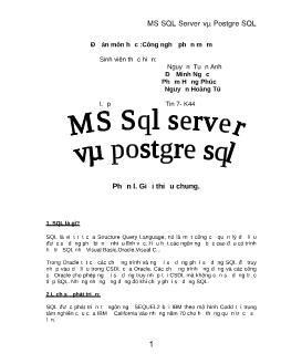 Đồ án MS SQL Server và Postgre SQL