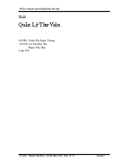 Đồ án Phần mềm quản lý thư viện bằng ngôn ngữ C#