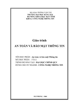 Giáo trình An toàn và bảo mật thông tin