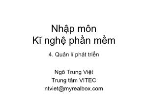 Giáo trình Nhập môn Kĩ nghệ phần mềm - Quản lí phát triển