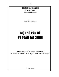 Khóa luận Một số vấn đề về toán tài chính