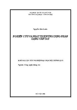 Khóa luận Nghiên cứu và phát triển ứng dụng nhận dạng vân tay