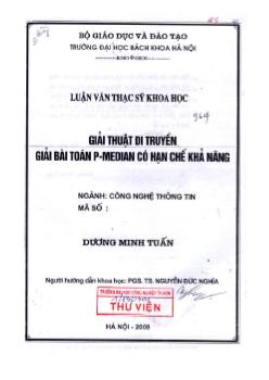 Luận văn Giải thuật di truyền giải bài toán P-Median có hạn chế khả năng