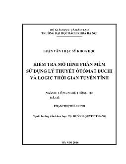 Luận văn Kiểm tra mô hình phần mềm sử dụng lý thuyết ôtômat buchi và logic thời gian tuyến tính