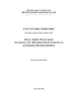 Luận văn Phát triển phần mềm áp dụng các phương pháp SCRUM và Extreme Programming