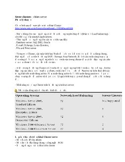 Sever clusters- Chùm server - Phần lý thuyết