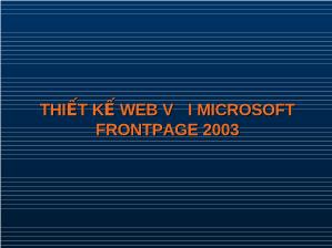 Thiết kế web với microsoft frontpage 2003