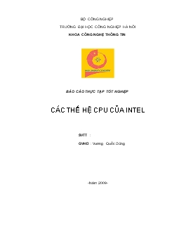 Báo cáo thực tập Các thế hệ CPU của intel
