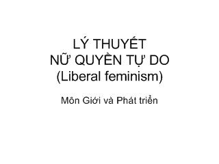 Lý thuyết nữ quyền tự do (Liberal Feminism)