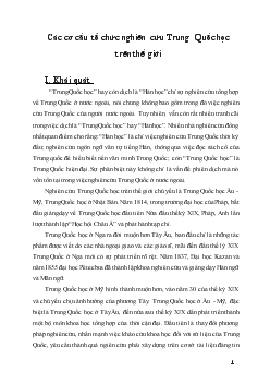 Tiểu luận Các cơ cấu tổ chức nghiên cứu Trung Quốc học trên thế giới