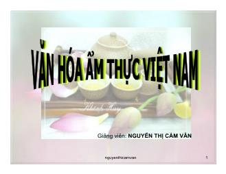 Bài giảng Văn hoá ẩm thực Việt Nam