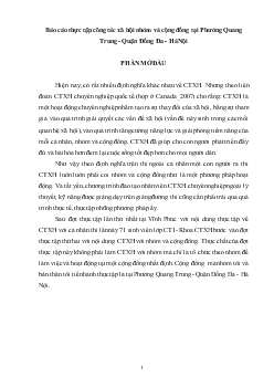 Báo cáo Thực tập công tác xã hội nhóm và cộng đồng tại Phường Quang Trung - Quận Đống Đa - Hà Nội
