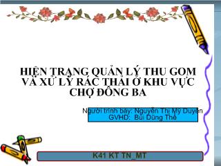 Đề tài Hiện trạng quản lý thu gom và xử lý rác thải ở khu vực chợ Đông Ba