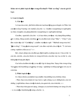 Đề tài Khảo sát và phân loại câu đơn trong tiểu thuyết “Thời xa vắng” của tác giả Lê Lựu