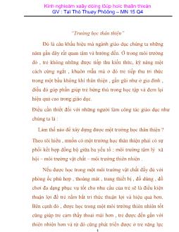Đề tài Kinh nghiệm xây dựng lớp học thân thiện
