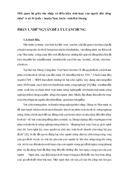 Đề tài Mối quan hệ giữa thu nhập và điều kiện sinh hoạt của người dân nông thôn ở xã Ái Quốc - huyện Nam Sách - tỉnh Hải Dương