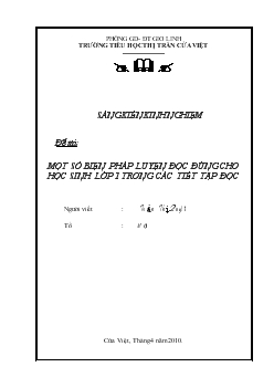 Đề tài Một số biện pháp luyện đọc đúng cho học sinh lớp 1 trong các tiết tập đọc